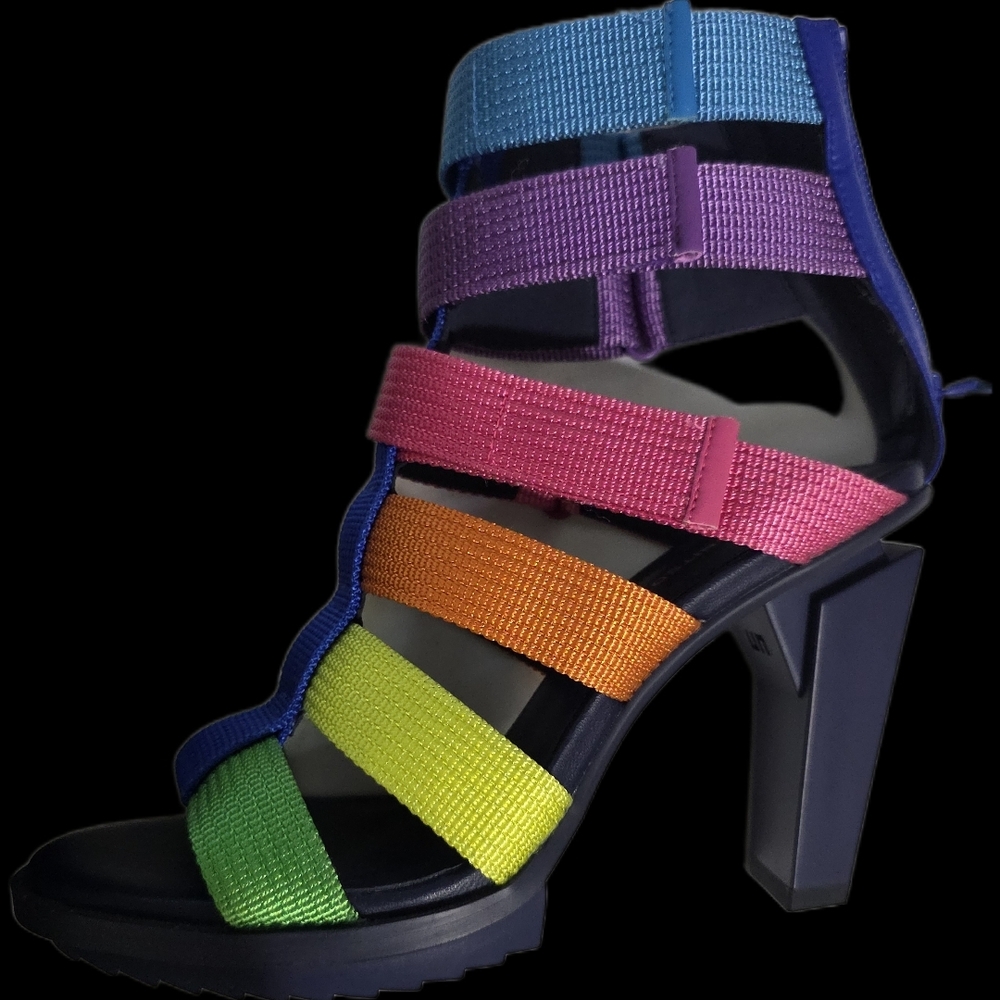 Colorful Strappy Heeled Sandals - Picture 2 of 4